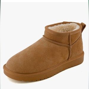 Cushionaire Suede Ankle Boots Faux Sherling Lining Chestnut Brown NWT